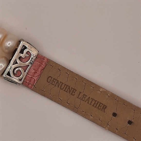 Cultured pearl, Sterling, and Pink Leather Bracelet - Picture 3 of 6